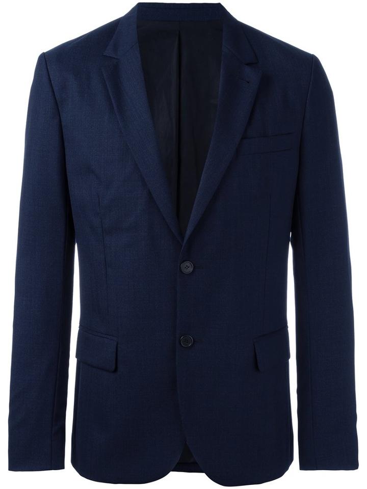 Ami Alexandre Mattiussi Lined 2 Button Jacket, Men's, Size: 44, Blue, Cotton/linen/flax