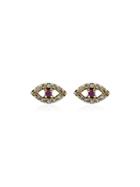 Ileana Makri Diamond & Ruby Rose Gold Eye Earrings - Metallic