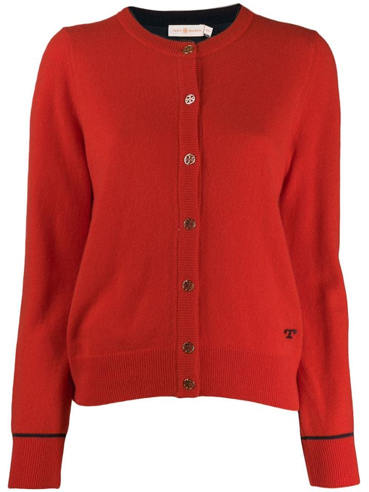 Tory Burch Knitted Logo Cardigan - Red