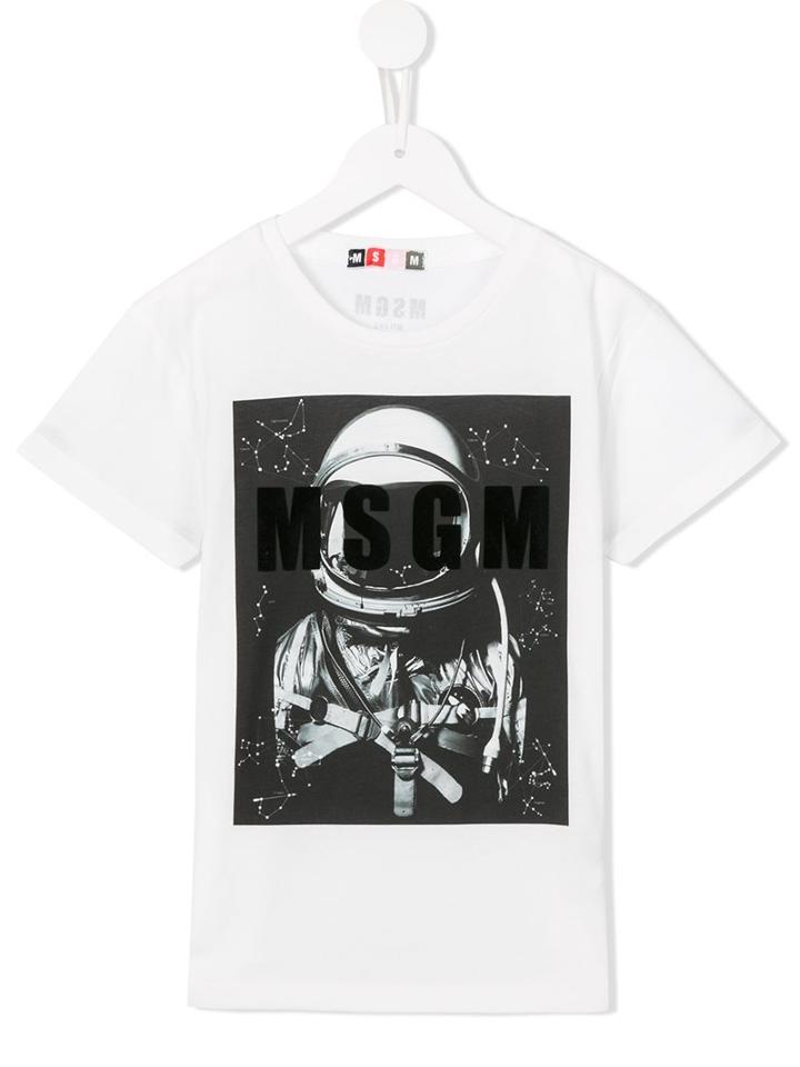 Msgm Kids Astronaut Print T-shirt