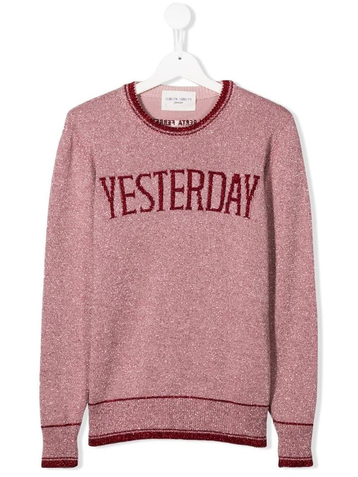Alberta Ferretti Kids 'yesterday' Embroidered Jumper - Pink