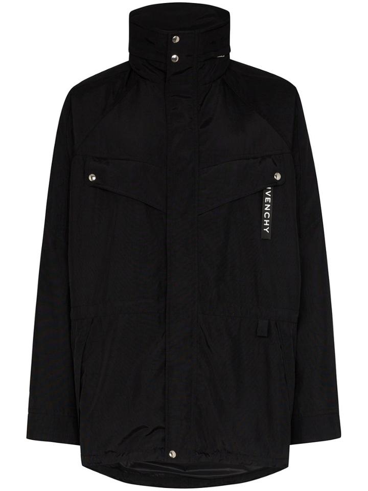 Givenchy Logo Print Parka Jacket - Black