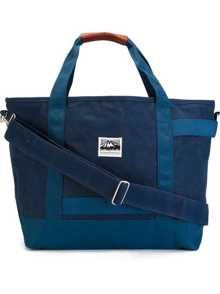 Mt. Rainer Design Zipped Tote, Adult Unisex, Blue, Cotton/leather