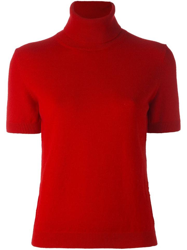 Piazza Sempione Turtleneck Shortsleeved Sweater, Women's, Size: 44, Red, Silk/cashmere/virgin Wool