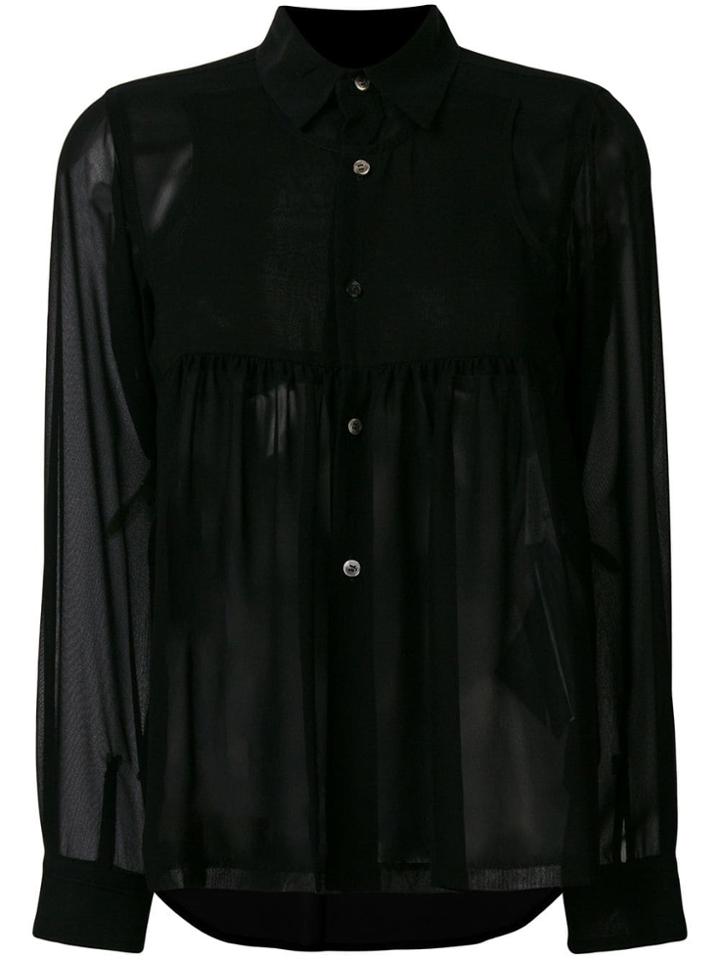 Comme Des Garçons Comme Des Garçons Sheer Long Sleeve Blouse - Black