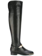 Versace Medusa Strap Riding Boots - Black