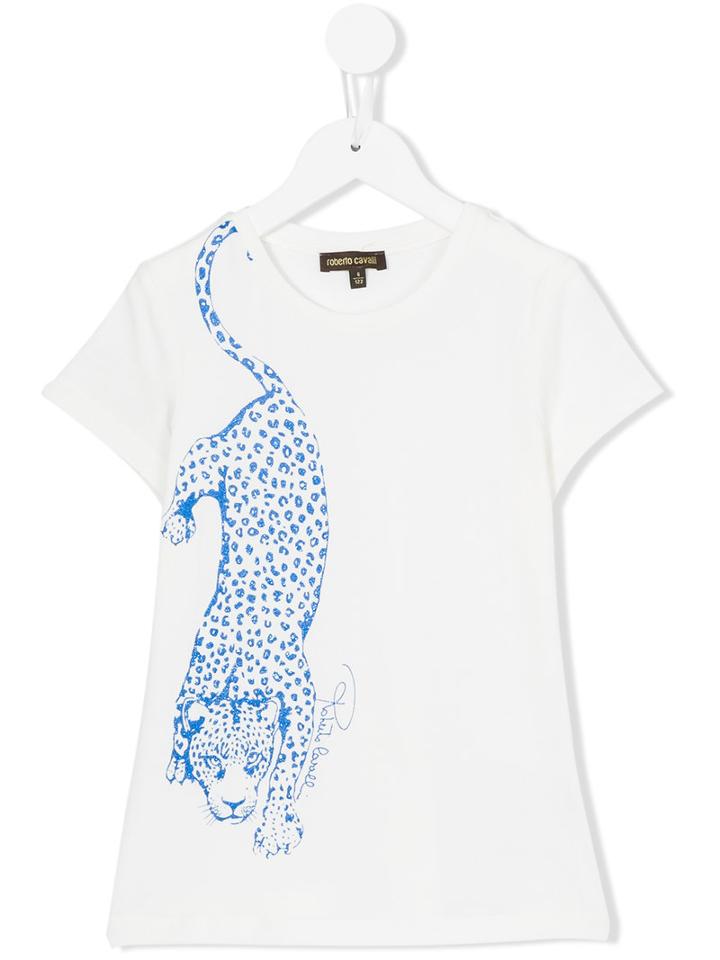 Roberto Cavalli Kids - Cheetah Print T-shirt - Kids - Cotton/elastodiene - 6 Yrs, White