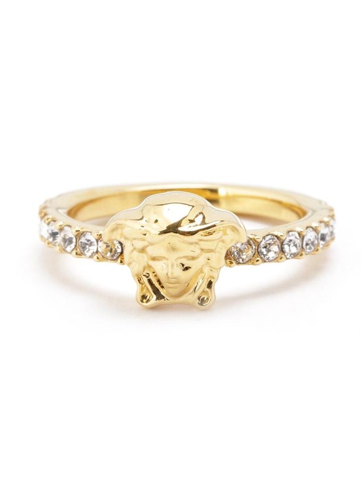 Versace Crystal-embellished Medusa Ring - Metallic