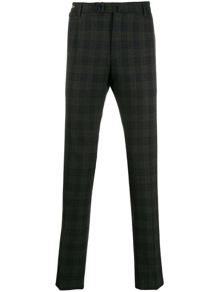 Tagliatore Plaid Print Trousers - Grey