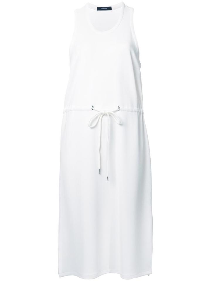 Bassike Pique Drawstring T-shirt Dress, Women's, Size: 10, White, Nylon/viscose/spandex/elastane