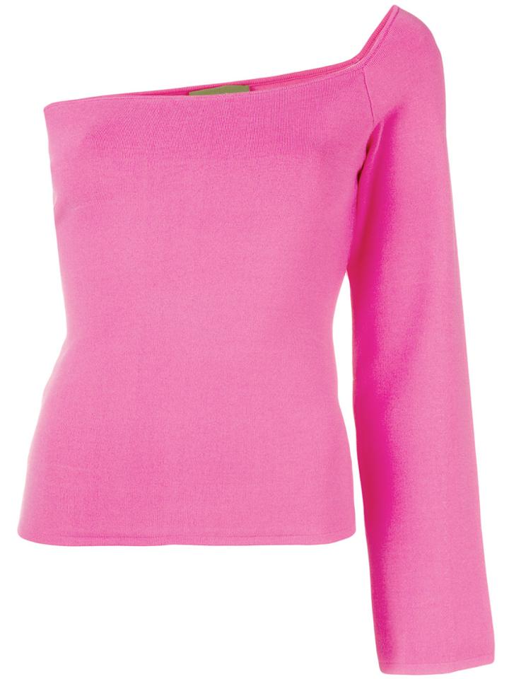 Solace London Renata One Shoulder Top - Pink & Purple
