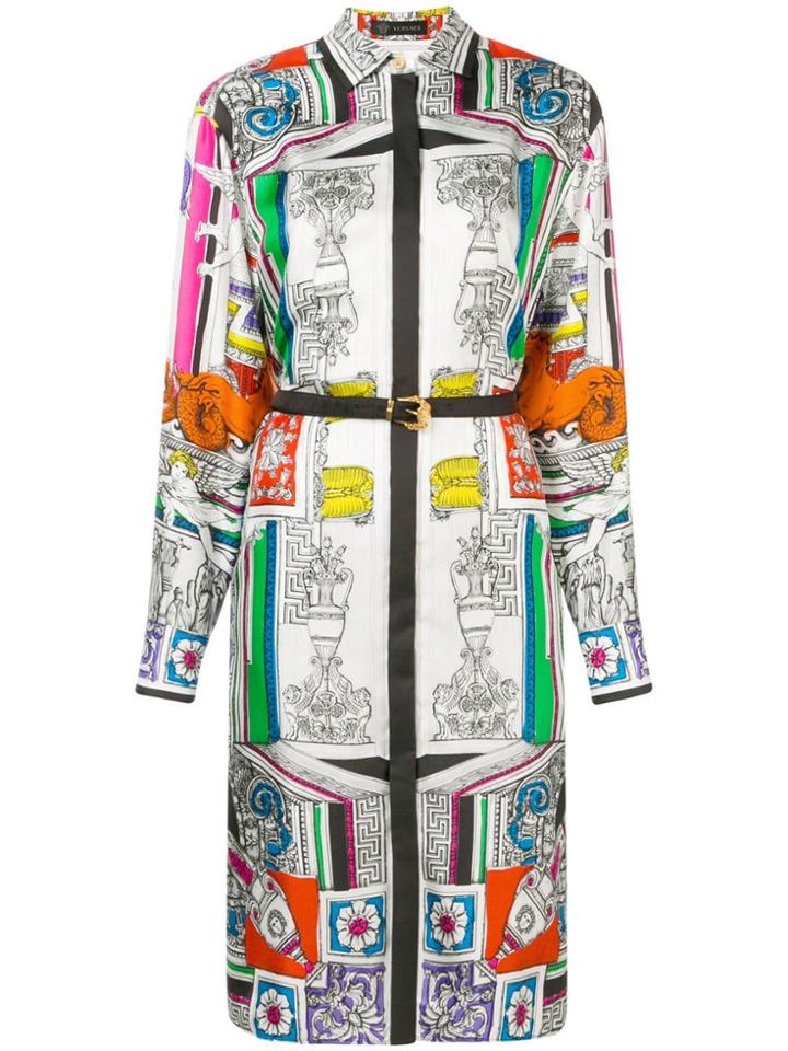Versace Clash Print Shirt Dress - White