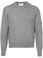 Thom Browne Crewneck Pullover With Inside Out Grosgrain Patch Pocket