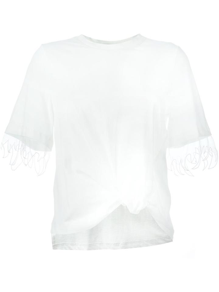 3.1 Phillip Lim Knot Detail T-shirt, Women's, Size: Xs, White, Cotton/silk/polyester