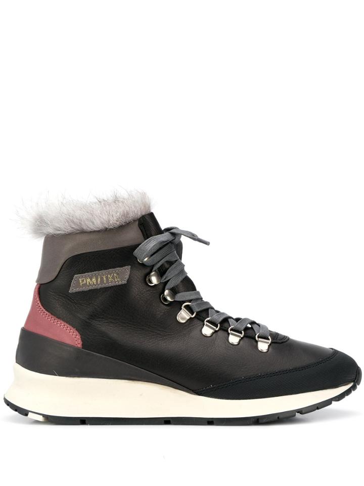Philippe Model Faux-fur Trim Lace-up Boots - Black