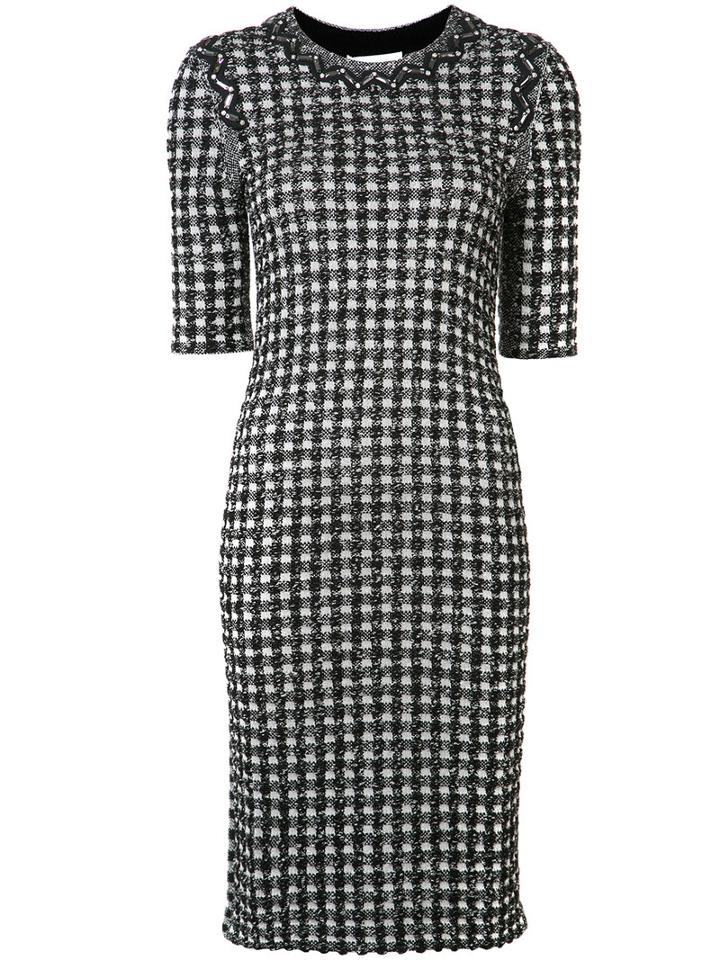 Sonia Rykiel Gingham Plaid Tweed Dress, Women's, Size: Medium, Black, Cotton/polyamide/viscose/virgin Wool