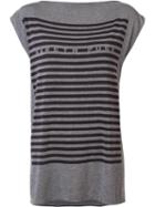 Gareth Pugh Striped T-shirt, Women's, Size: 40, Grey, Nylon/spandex/elastane/modal