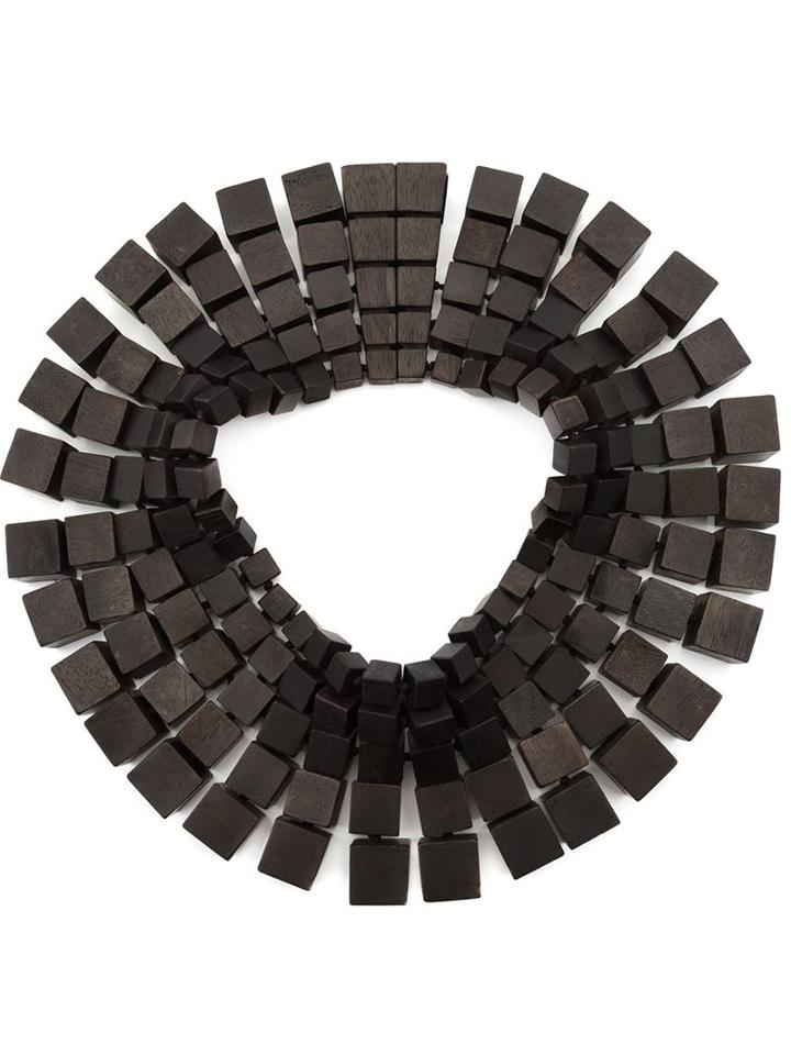 Monies Cube Bead Wide Necklace, Women's, Brown