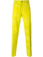 Ann Demeulemeester Jacquard Trosers, Men's, Size: M, Yellow/orange, Cotton/linen/flax/nylon