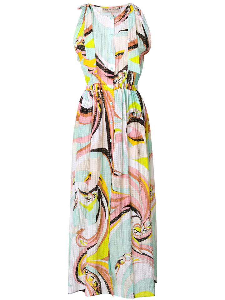 Emilio Pucci Printed Maxi Shirt Dress - Blue
