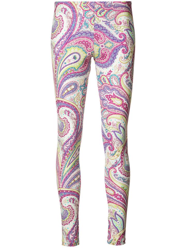 Etro Abstract Allover Print Leggings, Women's, Size: 40, Nylon/spandex/elastane