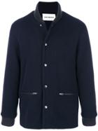Umit Benan Knit Collar Herringbone Bomber Jacket - Blue