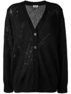 Saint Laurent - Oversized Grunge Cardigan - Women - Nylon/mohair/wool - 38, Black, Nylon/mohair/wool