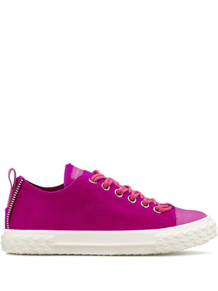 Giuseppe Zanotti Fur Lace-up Sneakers - Pink