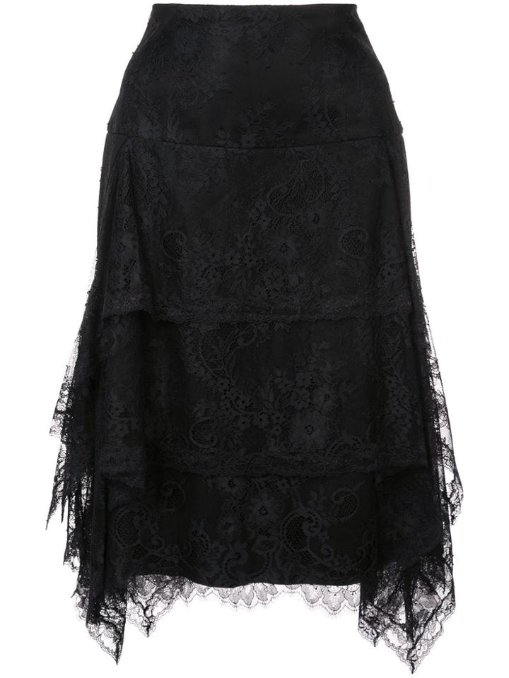 Josie Natori Lace Ruffle Skirt - Black