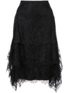 Josie Natori Lace Ruffle Skirt - Black
