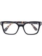 Prada Eyewear Square Frame Striped Arm Glasses - Black