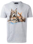 Etro Pointillist Cat T-shirt, Men's, Size: Xl, Grey, Cotton