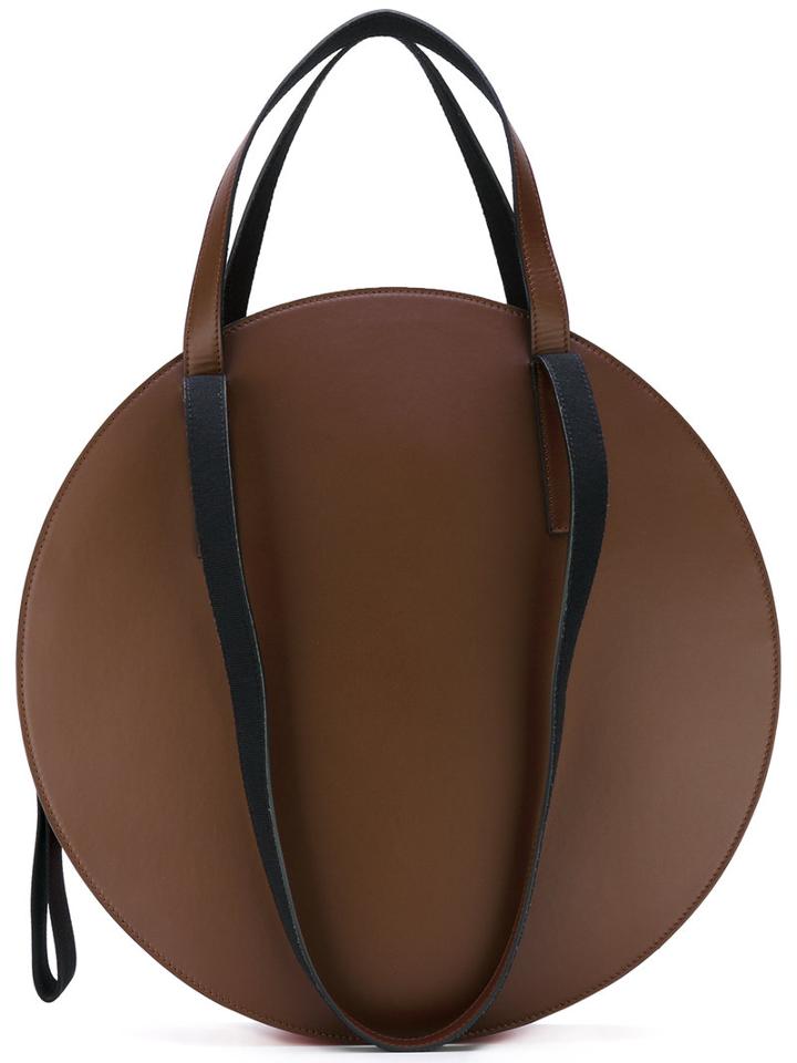 Marni - Round Tote - Women - Cotton/calf Leather/lamb Skin/polyurethane - One Size, Brown, Cotton/calf Leather/lamb Skin/polyurethane