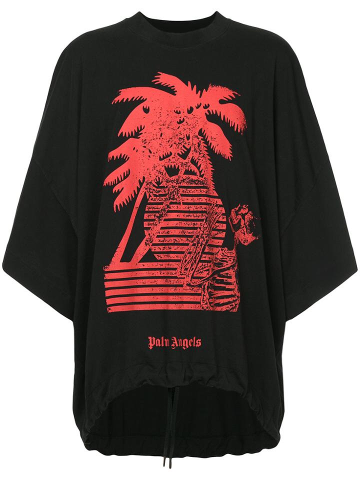 Palm Angels Graphic Drawstring Hem T-shirt - Black