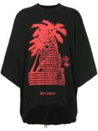 Palm Angels Graphic Drawstring Hem T-shirt - Black