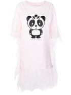 Nicopanda Panda Print Tulle Trim T-shirt - Pink & Purple