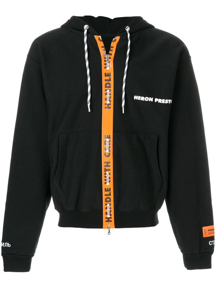 Heron Preston Zipped Drawstring Hoodie - Black