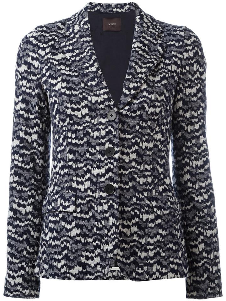 Odeeh Knitted Fitted Jacket, Women's, Size: 36, Blue, Cotton/polyester/viscose