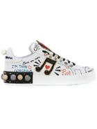 Dolce & Gabbana Musical Patch Lace-up Sneakers - White