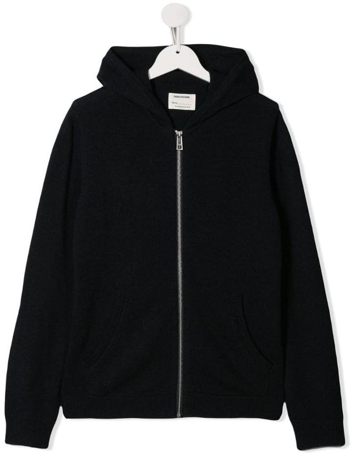 Zadig & Voltaire Kids Teen Skull Knit Hoodie - Blue