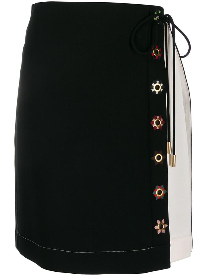 Tory Burch Colour Block Wrap Skirt - Black