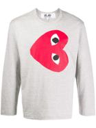 Comme Des Garçons Play Heart Print Sweatshirt - Grey