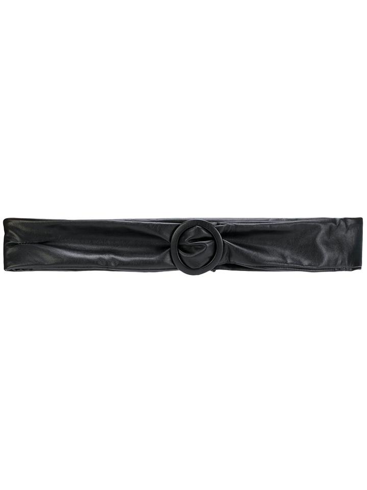 Mm6 Maison Margiela - Round Buckle Belt - Women - Viscose/polyurethane/wool - One Size, Black, Viscose/polyurethane/wool