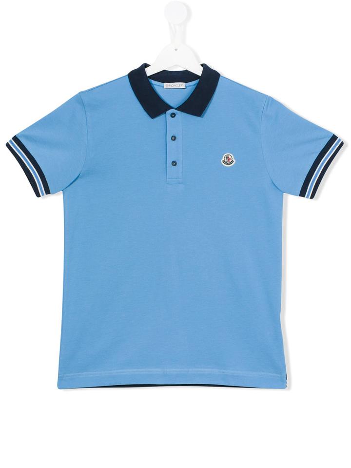 Contrast Collar Polo Shirt - Kids - Cotton - 14 Yrs, Blue, Moncler Kids