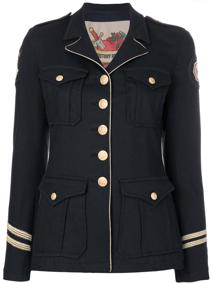 History Repeats Gold Lapel Military Jacket - Black