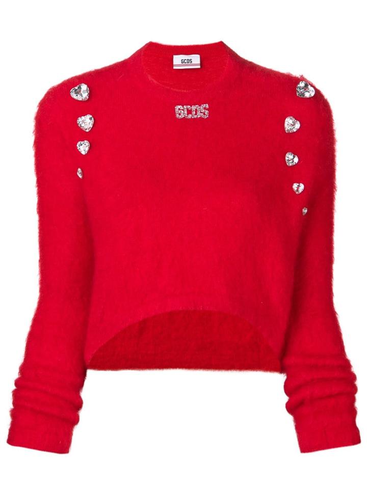 Gcds Embellished Fitted Sweater - Red