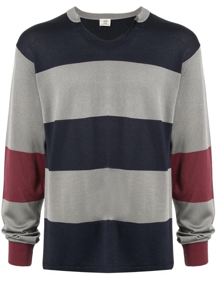Kent & Curwen V-neck Striped Sweatshirt - Grey