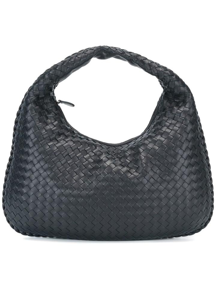 Bottega Veneta Small Woven Leather Hobo Bag - Black