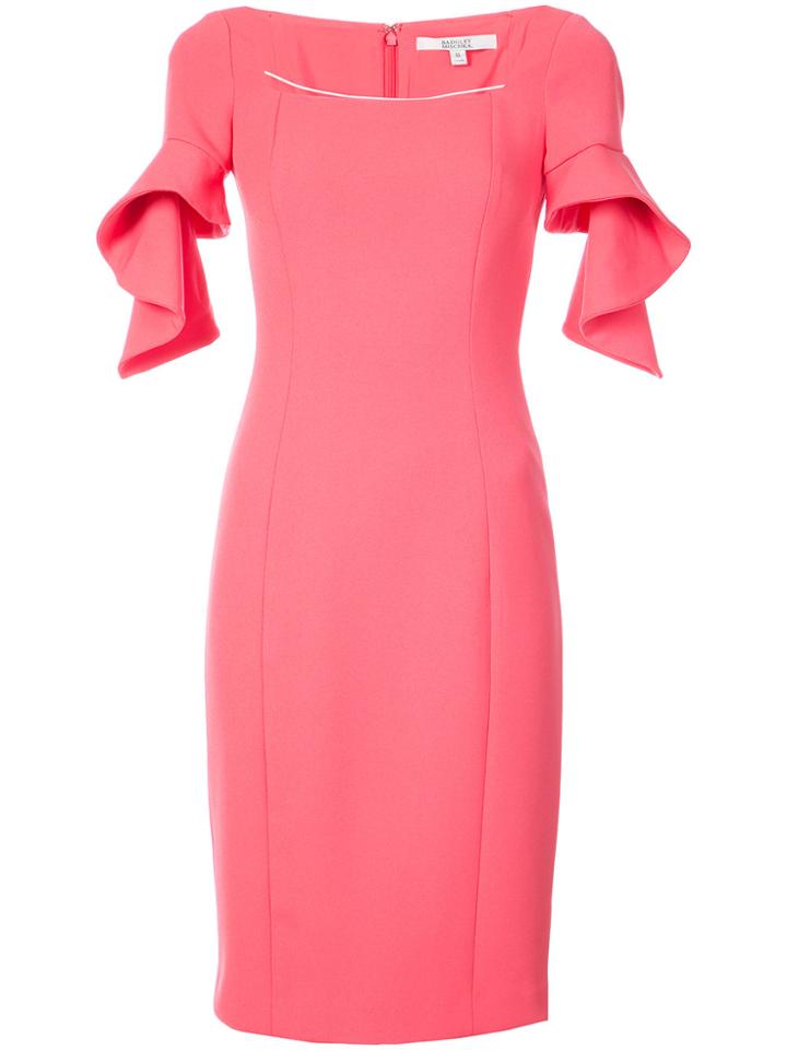 Badgley Mischka Frill-sleeve Fitted Dress - Pink & Purple
