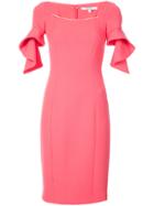 Badgley Mischka Frill-sleeve Fitted Dress - Pink & Purple
